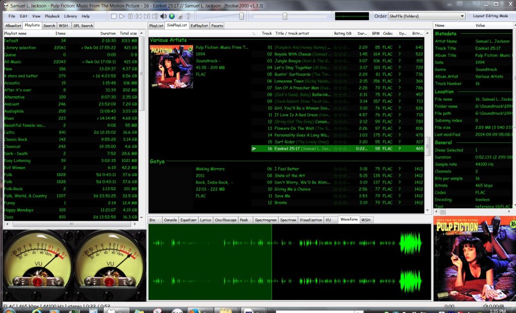 Six Panel - SimPlaylist - Default analog VU meters
