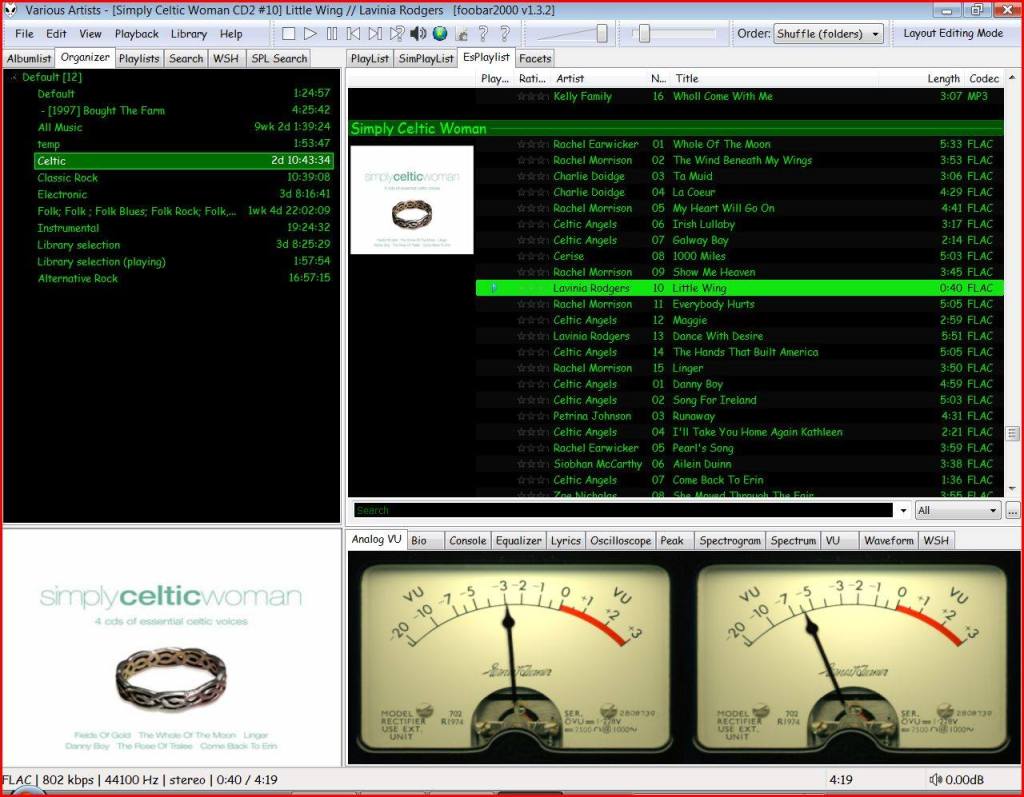 Four panel - EsPlaylist - Analog VU meters