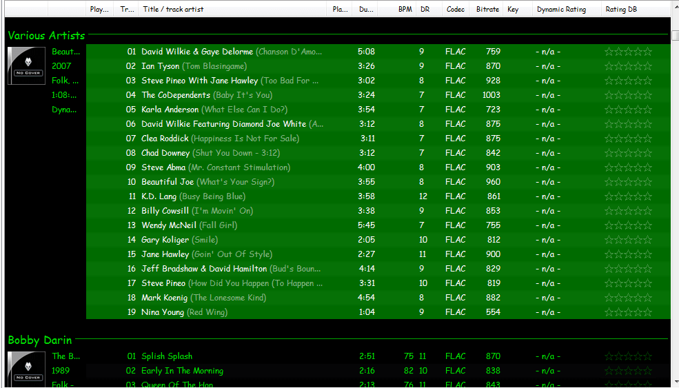 Reversed artist - track title - playlist