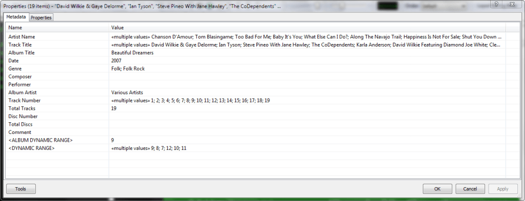 Reversed artist - track title - properties