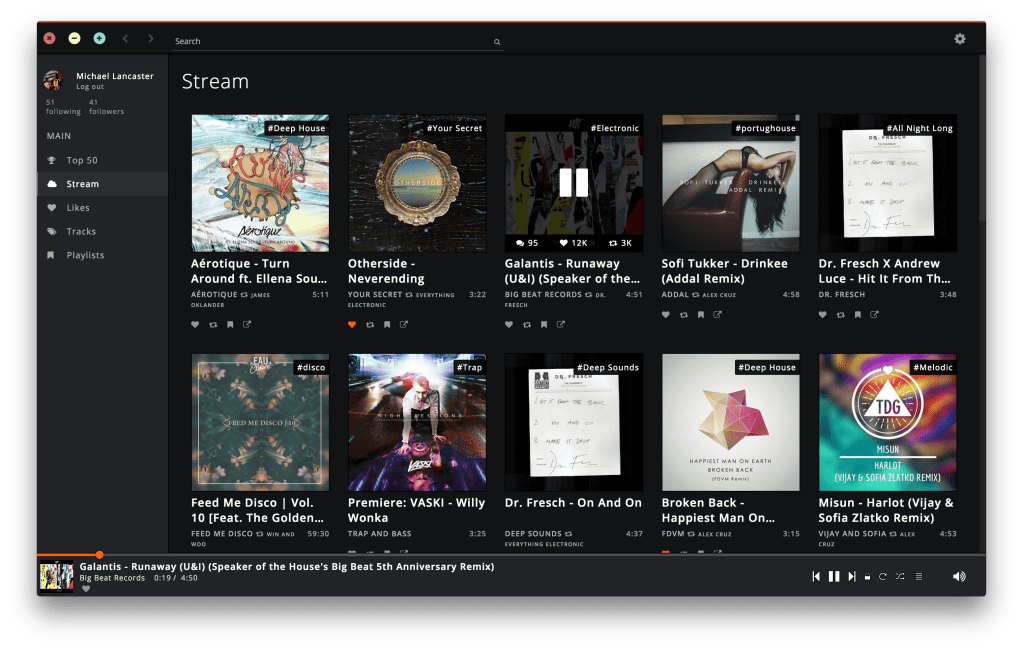 soundnode user interface