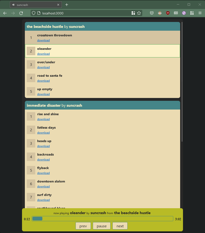 display of a cplayer web page