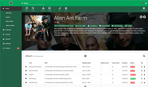 lidarr user interface