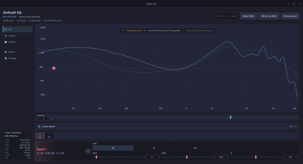 glacier eq user interface