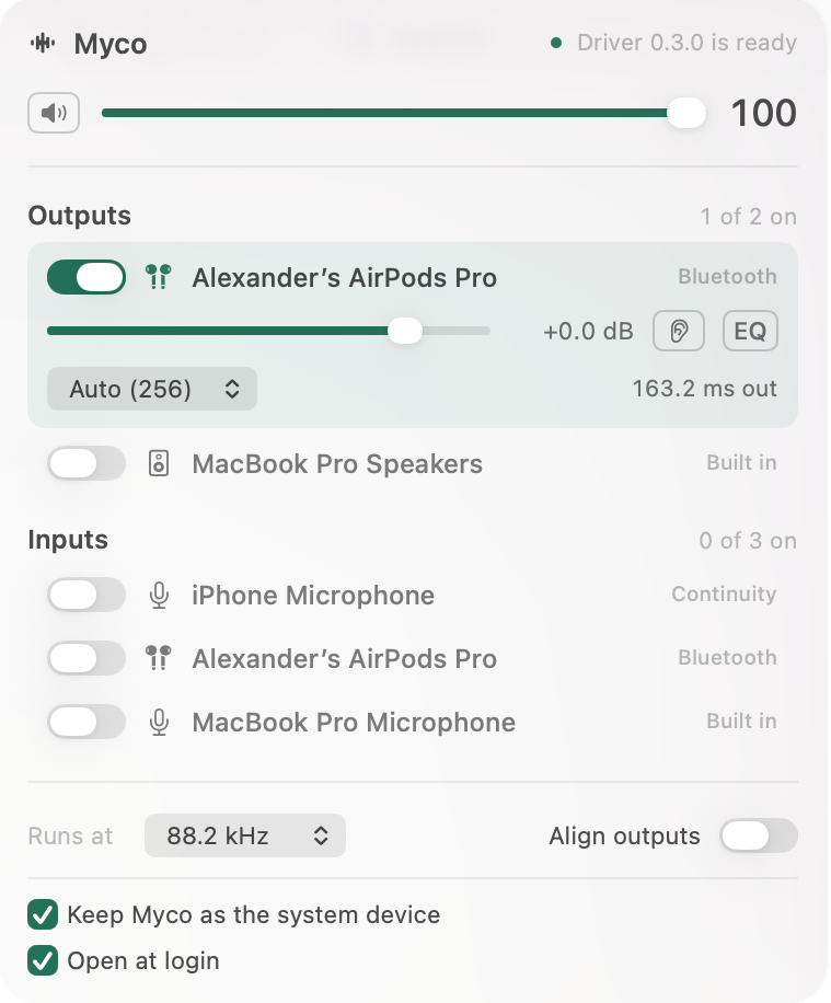 myco user interface