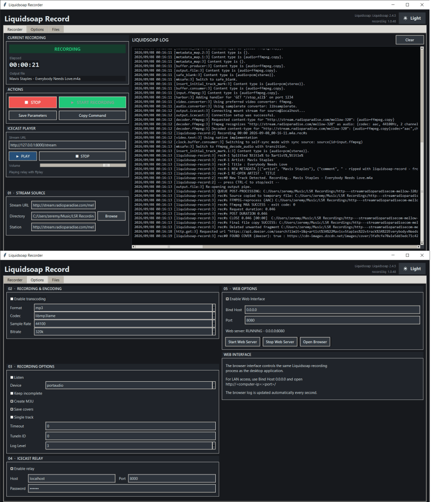 liquidsoap-record desktop interface