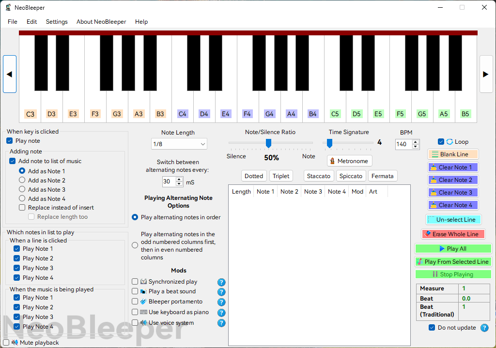 neobleeper user interface